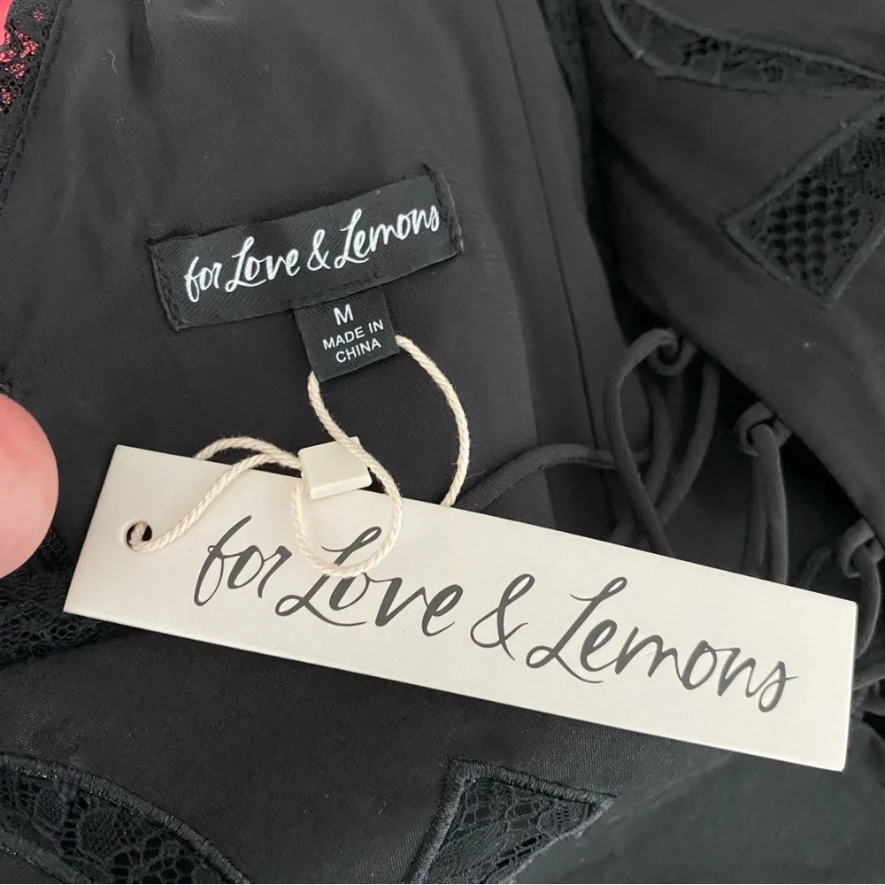 $298 NWT Black For Love And Lemons “Singrid” Bodycon Mini Dress Sz Medium - Picture 4 of 9